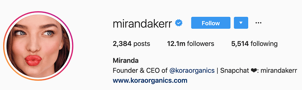 @mirandakerr top instagram models