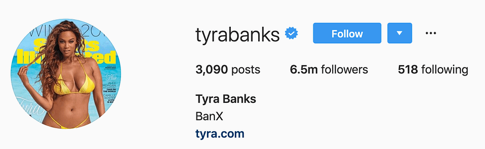 @tyrabanks top instagram models