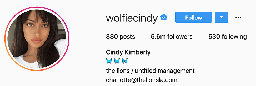 @wolfiecindy top instagram models