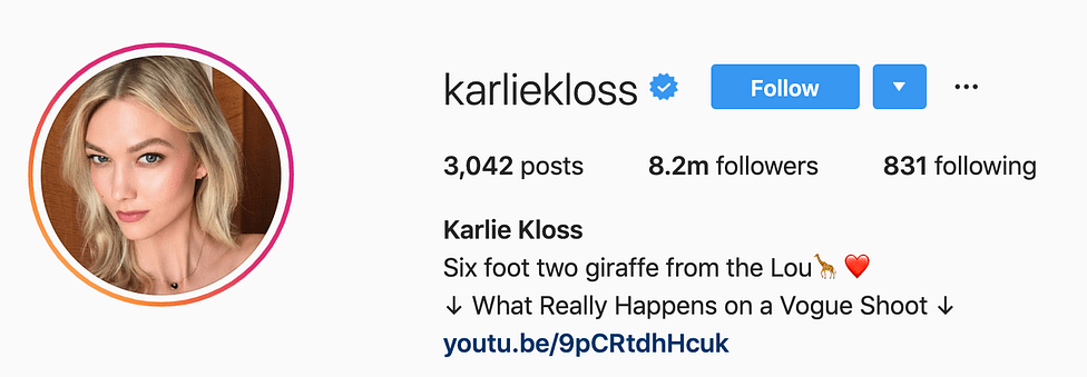 @karliekloss top instagram models